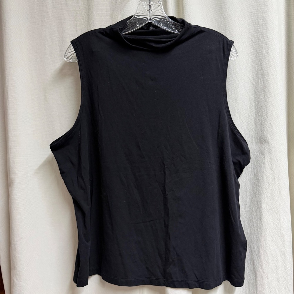 Athleta Womens Black Mock Neck Sleeveless Cotton Blend Tank Top XL